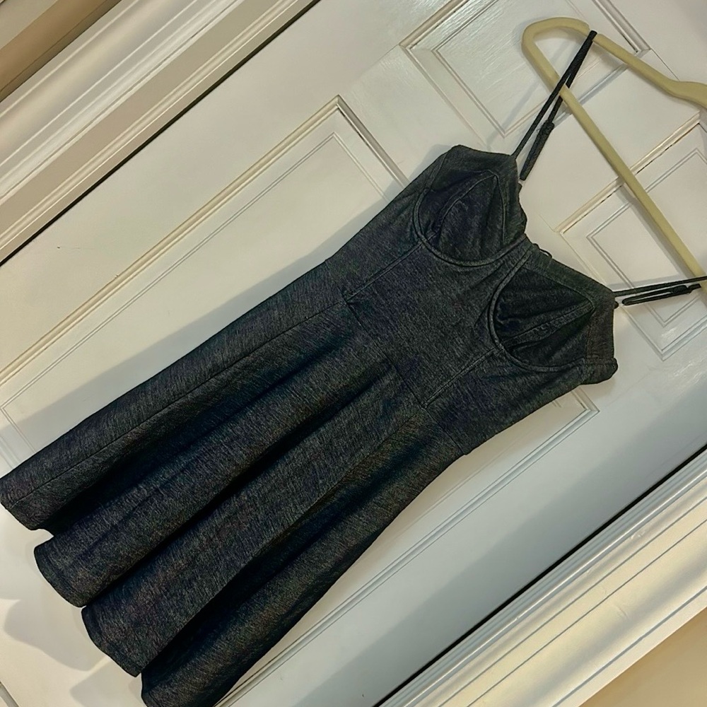 Denim Blue Soft Fabric Dress with Cute Bustier Bust- L